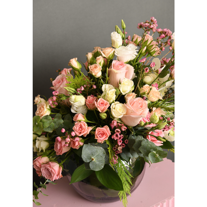 Long Stem Multicolored Roses in a Vase