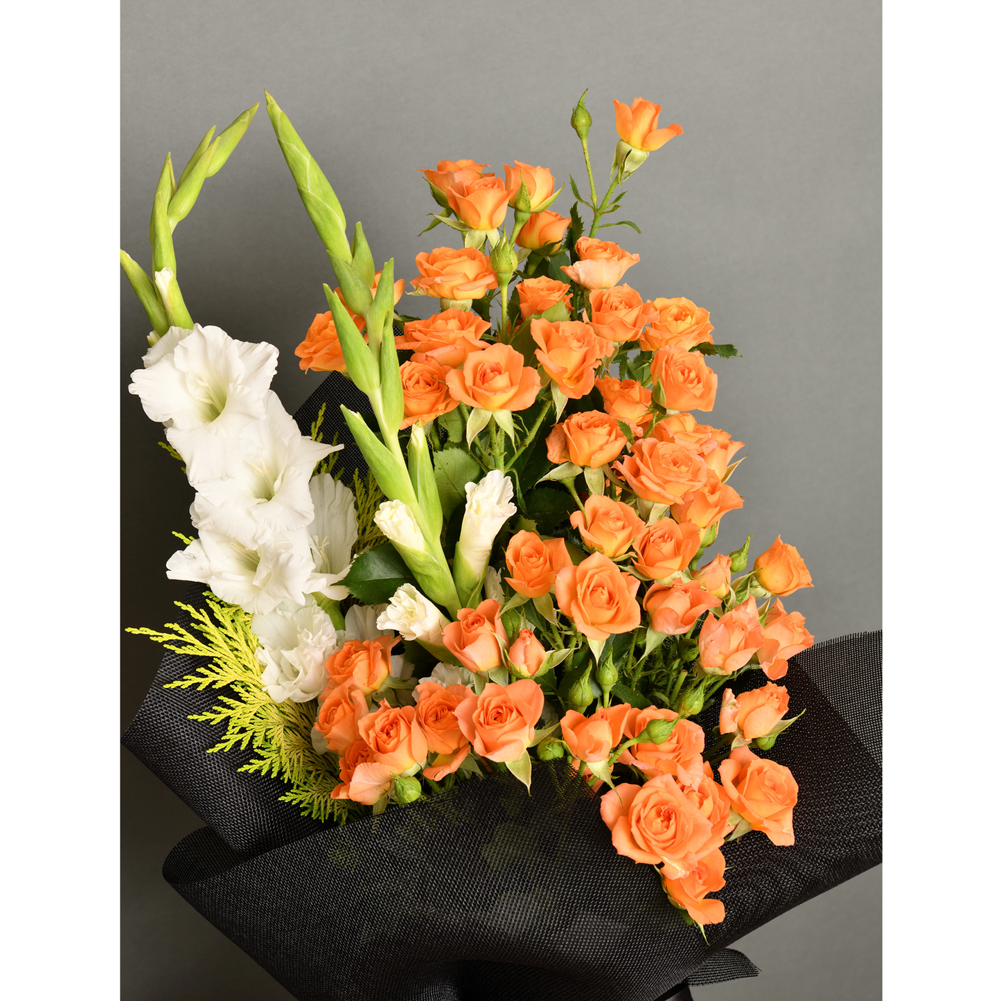 Bouquet of baby rose, gladiolus flowers